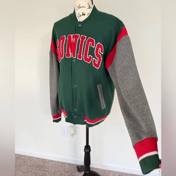 Mitchell & Ness Seattle Super Sonics Varsity Jacket Hardwood Classics Sz L - Picture 13 of 16